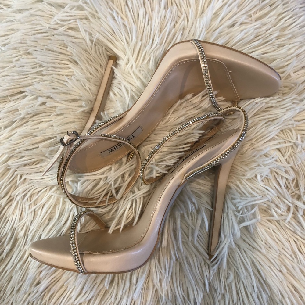 Meshki Mira Diamond Thin Strap Heel-Nude